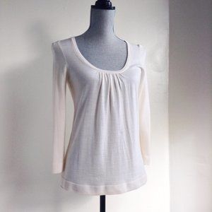 J.Crew Women's Featherweight Merino Shirred Scoop-neck Sweater Cream Off-White